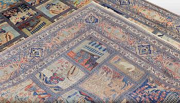 A CARPET, Figural Kashmar, around 390 x 292 cm.