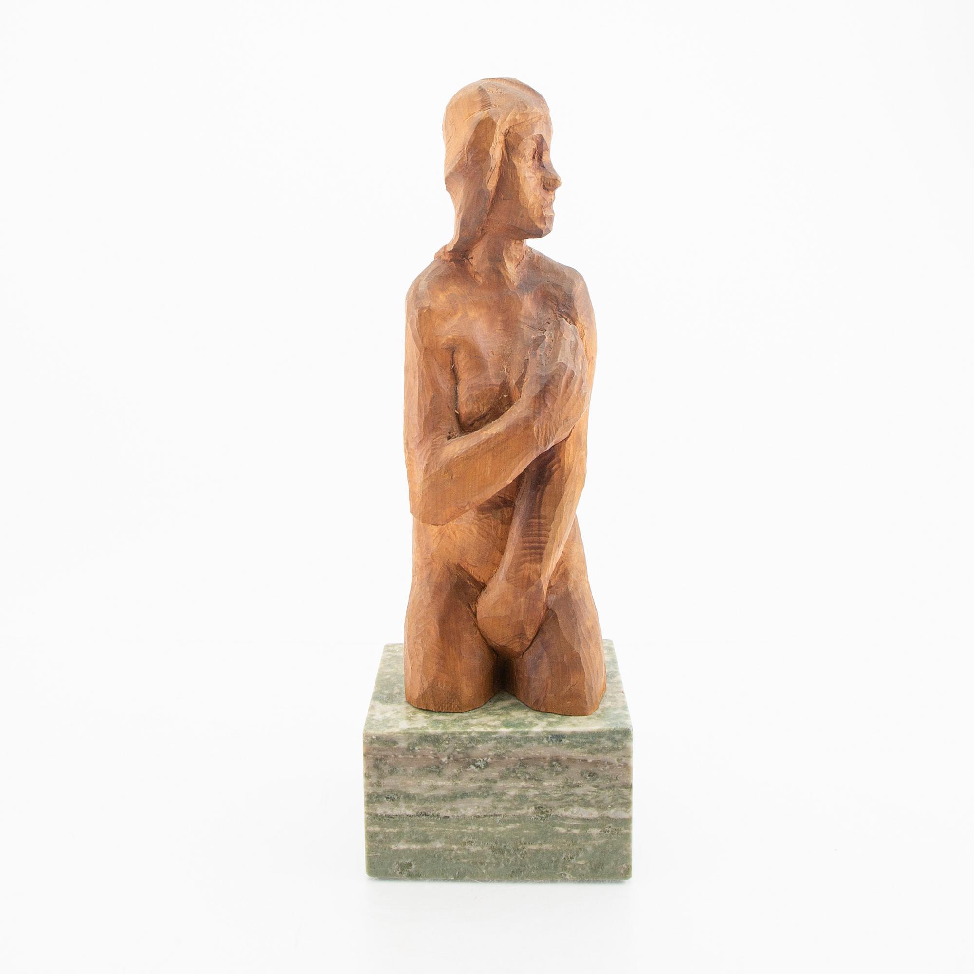 Axel Olsson, signed wooden sculpture.