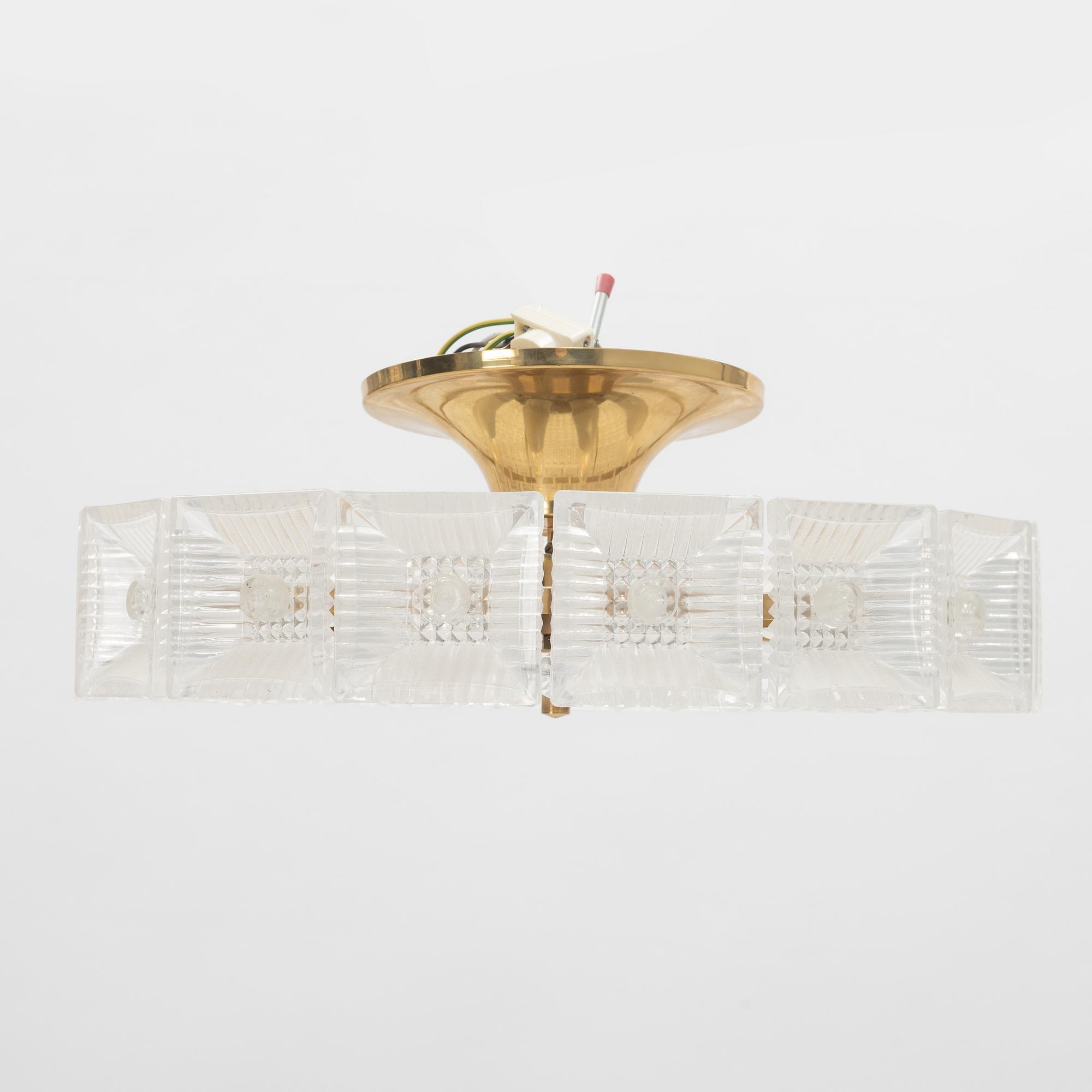 Carl Fagerlund, taklampa, Orrefors, 1960-70-tal.