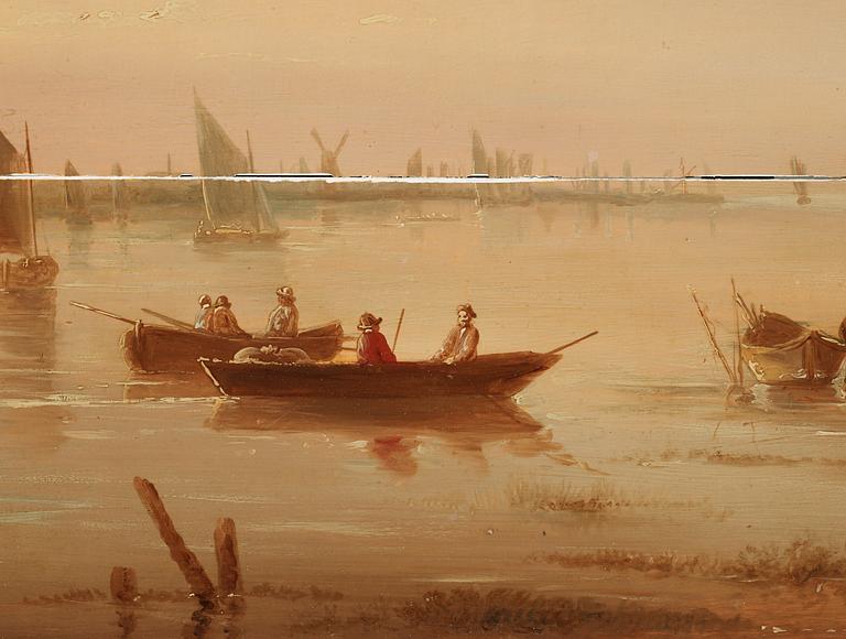 Aelbert Cuyp In the manner of the artist, Landscape with ruins by a river.