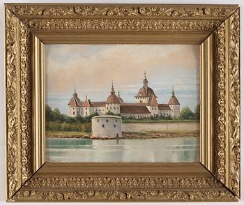 Unknown artist, oil on paper, unclear signature.