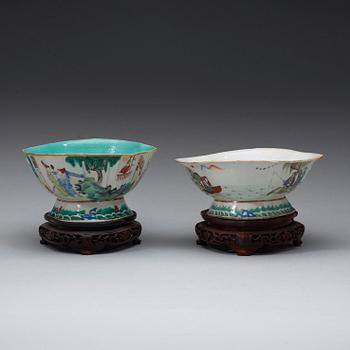 Two famille rose figures scenes bowl, Qing dynasty 19th century.