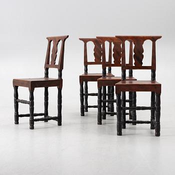 Chairs, 4 pcs, folk art, Jämtland. 19th century.