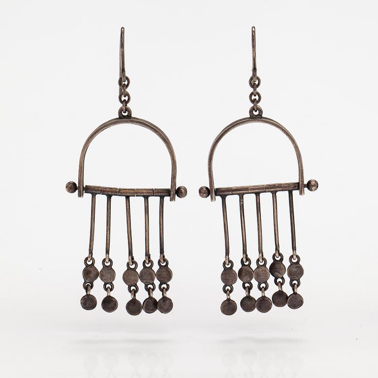 Kaija Aarikka, A pair of silver earrings. Helsinki 1966.