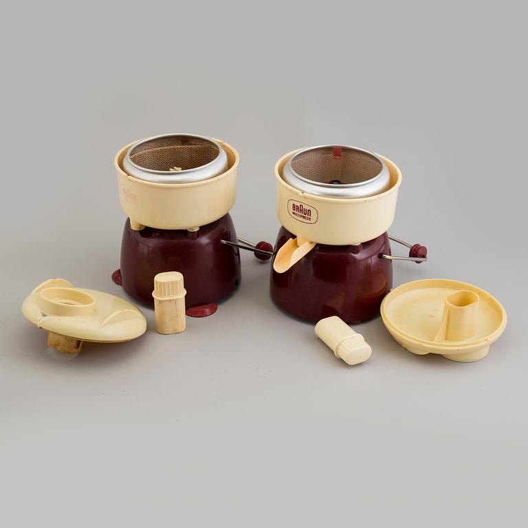 Two bakelite and plastic multipresses from Braun, 1950's.