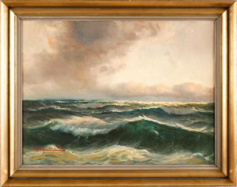 ALFRED JENSEN, olja på pannå, signerad.