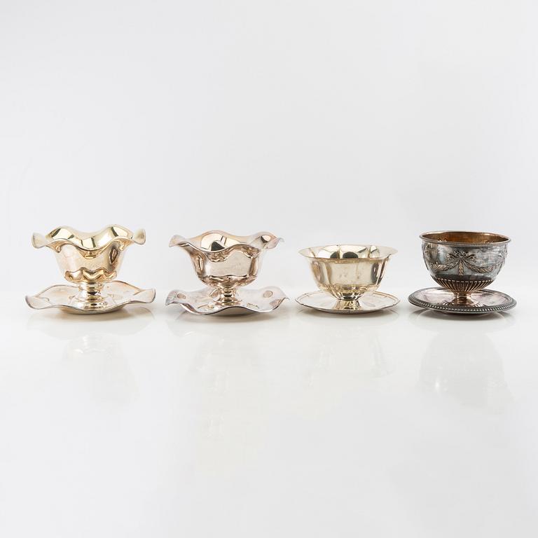 Sauce bowls 4 pcs, silver-plated, first half of the 20th century.