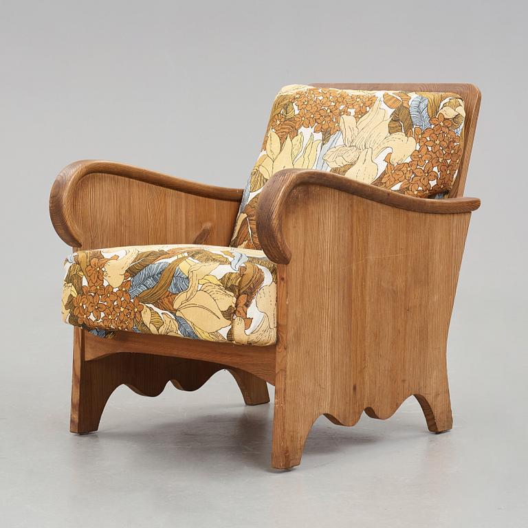 Axel Einar Hjorth, a stained pine "Lovö" armchair, Nordiska Kompaniet, Sweden 1930's.