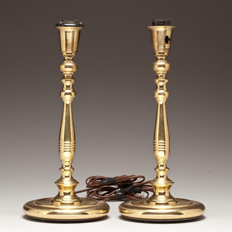 BORDSLAMPOR, ett par, mässing, Aneta, 1900-tal.