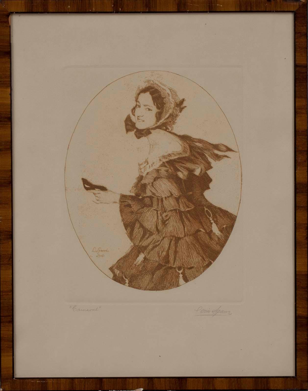 LOUIS SPARRE, CARNEVAL, etsning, sign. dat i plåten 1916.