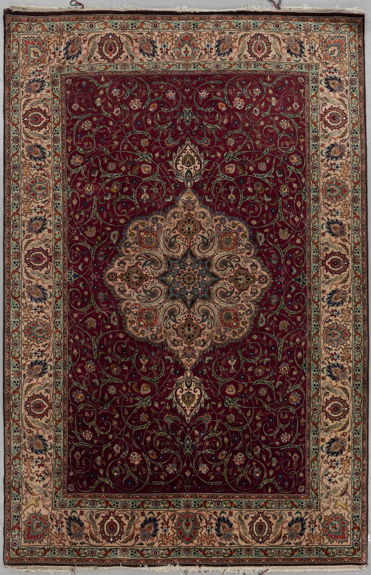A carpet, Old Tabis, Part silk, ca 292 x 190 cm.
