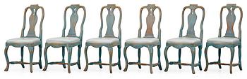 607. Six Swedish Rococo 18th century chairs.