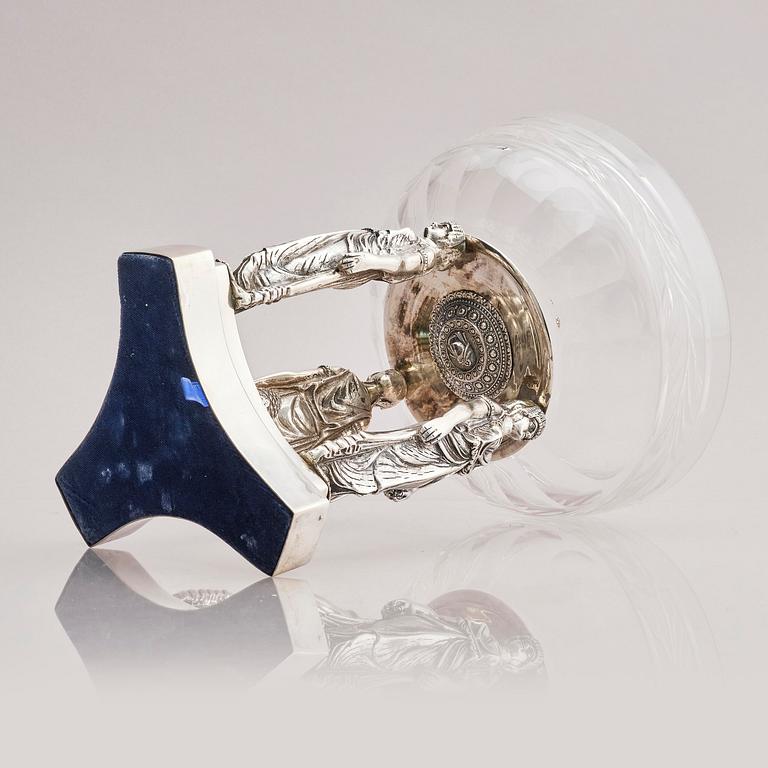 Lale Silverware & Co Ltd, uppsatsskål, sterling silver och glas, Istanbul, Turkiet, 1900-tal.