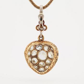 A old cut diamond pendant. Late 19th century.