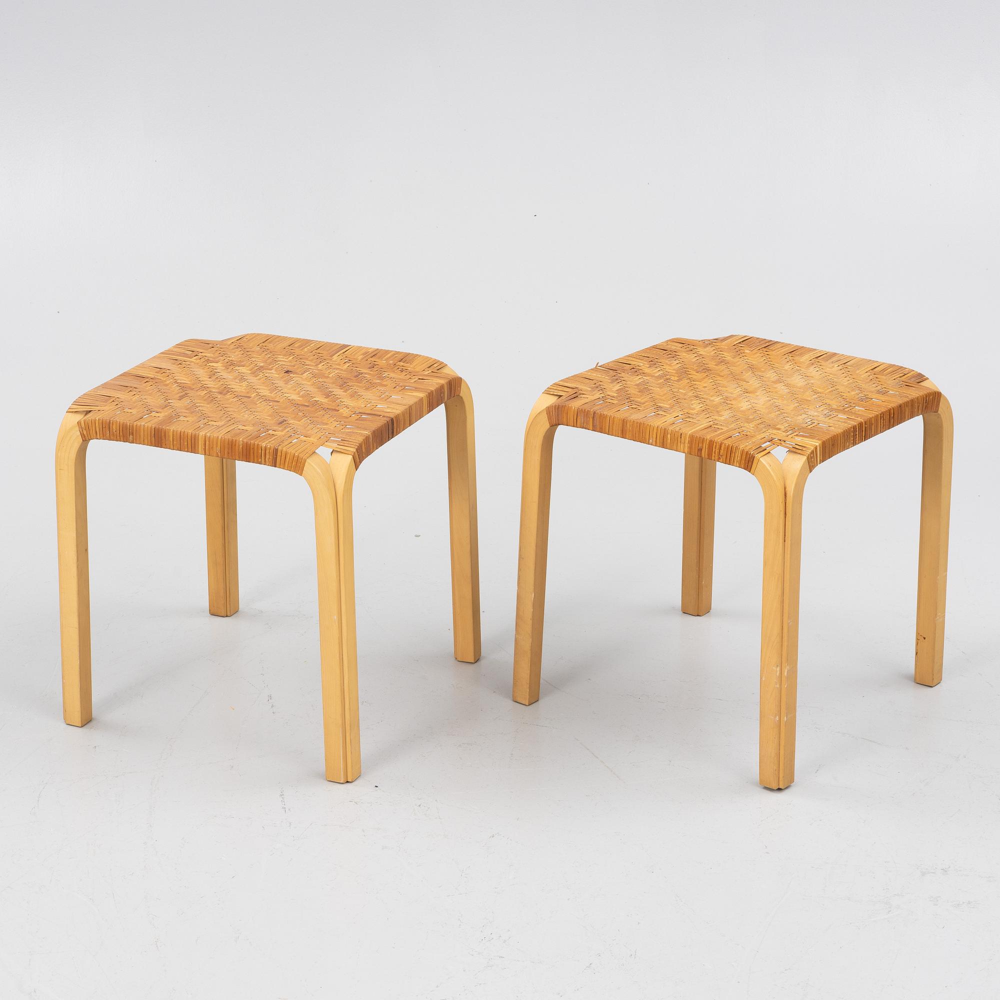 Alvar Aalto, a pair of model Y61 stools, Artek, second half of the 20th century.