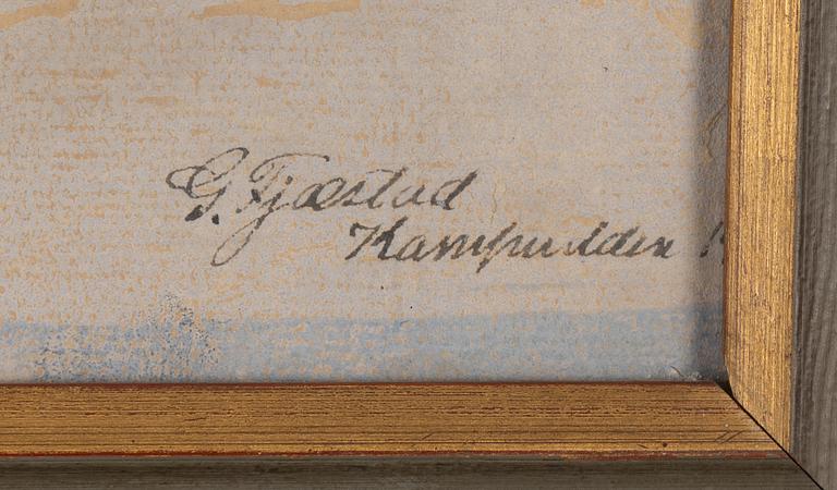 Gustaf Fjaestad, woodcut in colours, signed and dated 19?.