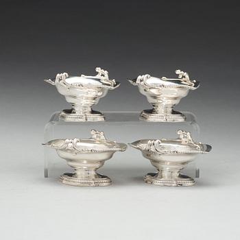 Edward Wakelin, saltkar, 4 stycken, silver, London 1766.