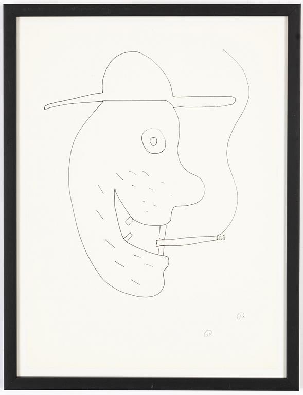 Roger Risberg, indian ink drawing, signed. Executed in 2008.