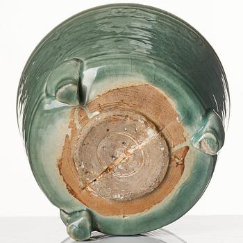 A large celadon tripod censer, Ming dynasty (1368-1644).