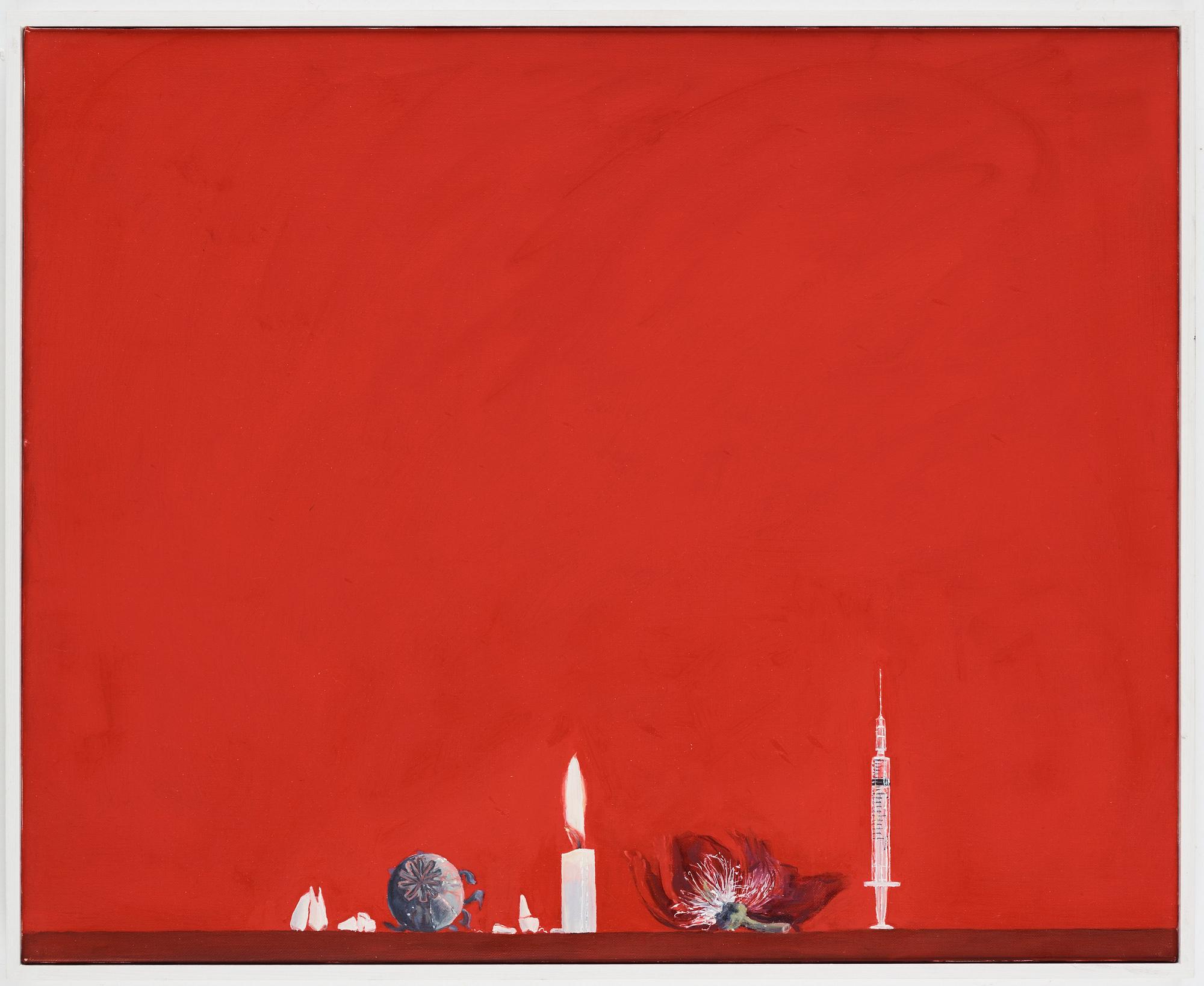 Ylva Ogland, "Xenia with candle, cut poppy capsule, poppy flower syringue and wisdom teeth".