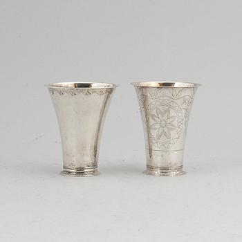 PETTER GILLBERG, two silver cups, Varberg 1765 & 1770.