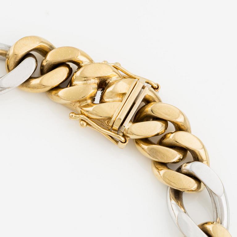 Bracelet 18K gold and white gold, curb chain link.