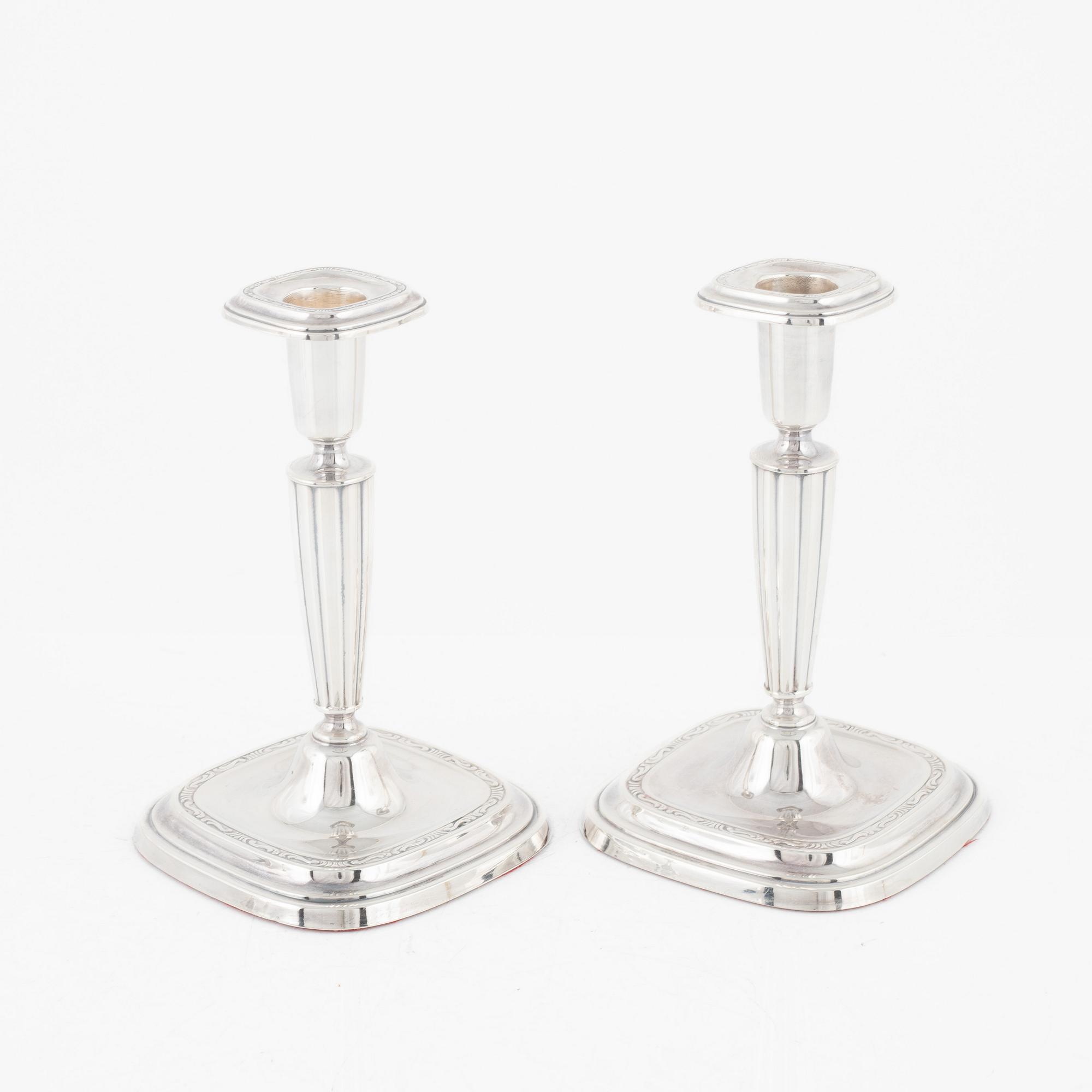 A pair of silver candlesticks, GAB, Stockholm 1965.