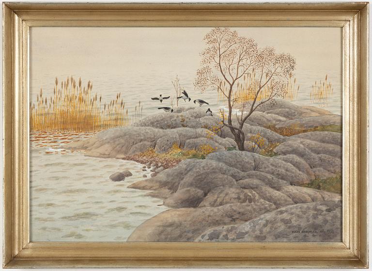 Oskar Bergman, Landscape with crows.