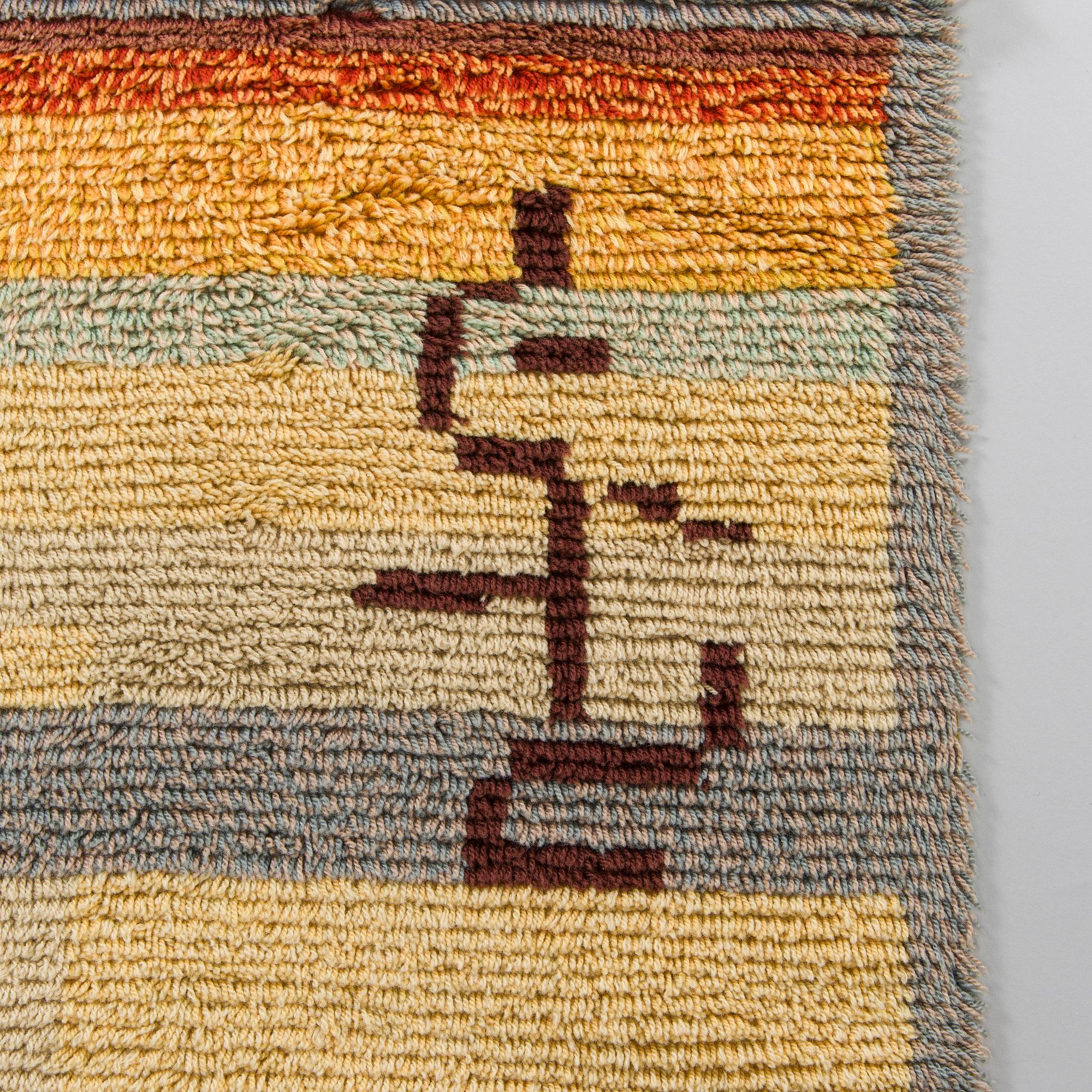 A finnish long pile rya rug, circa 135 x 100 cm.