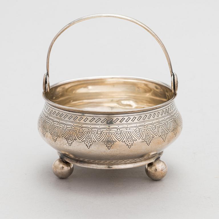 A Russian Pan-Slavic silver sugar bowl, maker's mark of Alexander Fuld, Moscow 1884.