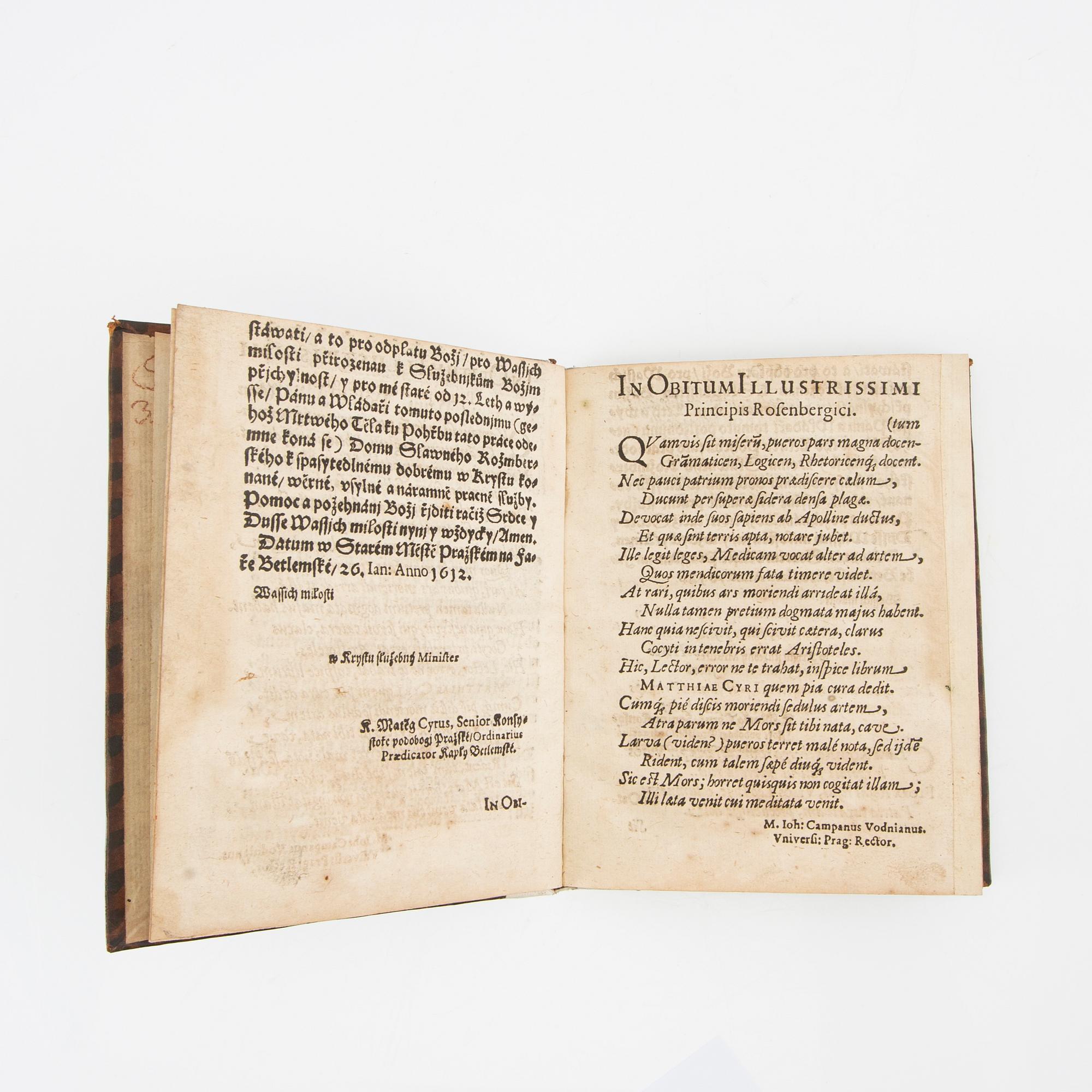 Matěj Cyrus, book 'Ars Moriendi', Prague 1612.