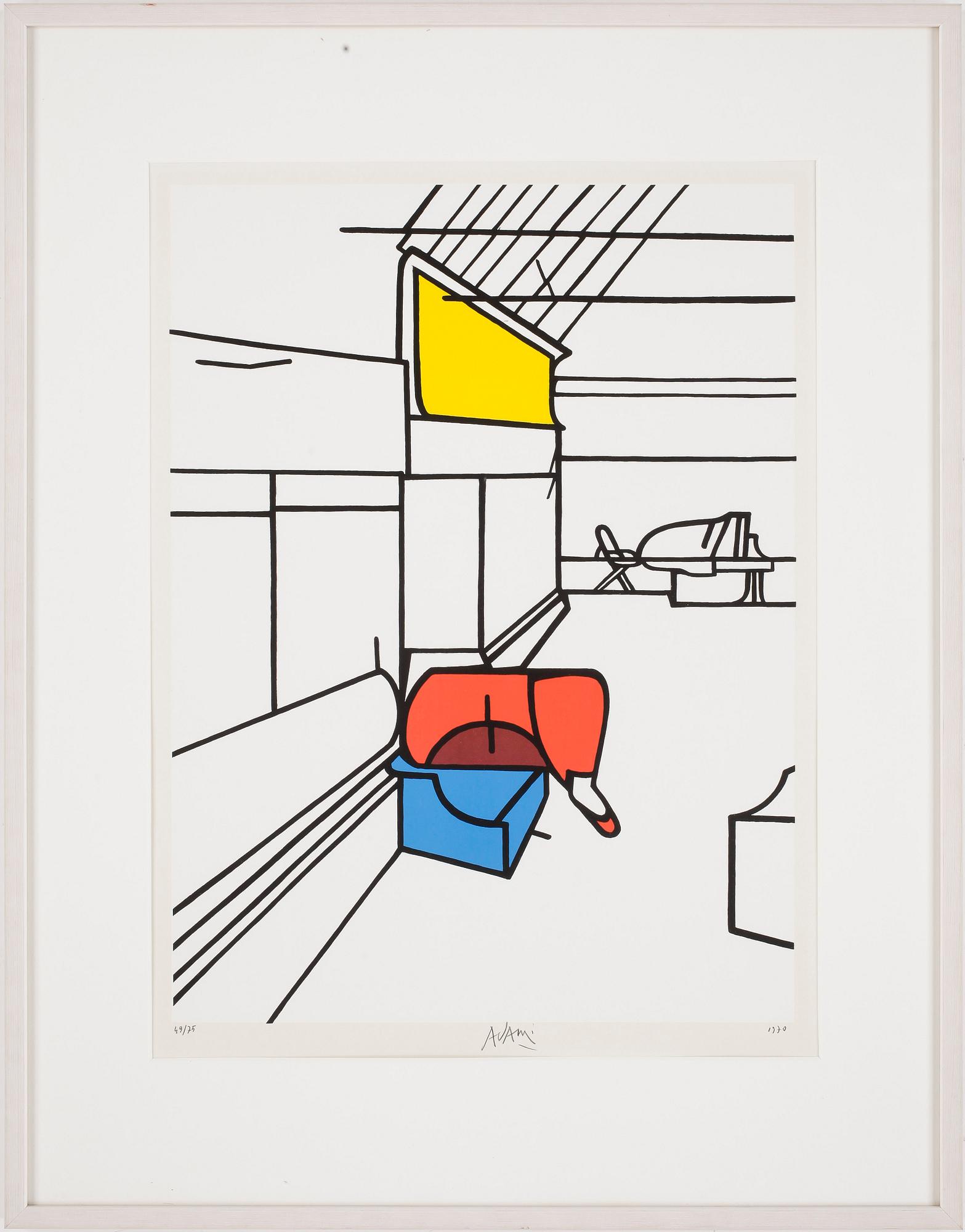 VALERIO ADAMI, färgserigrafi. Signerad och numrerad 49/75, daterad 1970.