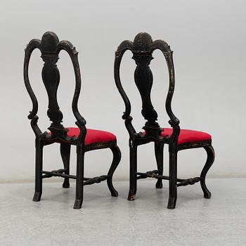 Stolar, ett par, senbarockstil, 1800-tal.