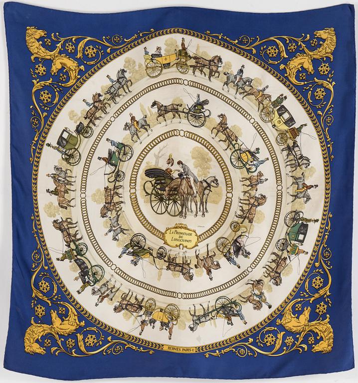 A silkscarf by Hermès, "La Promenade de Longchamps".