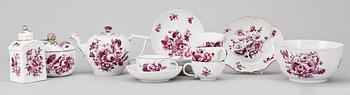 TESERVIS, 9 delar, porslin, Meissenliknande märkning, 1800/1900-talet.