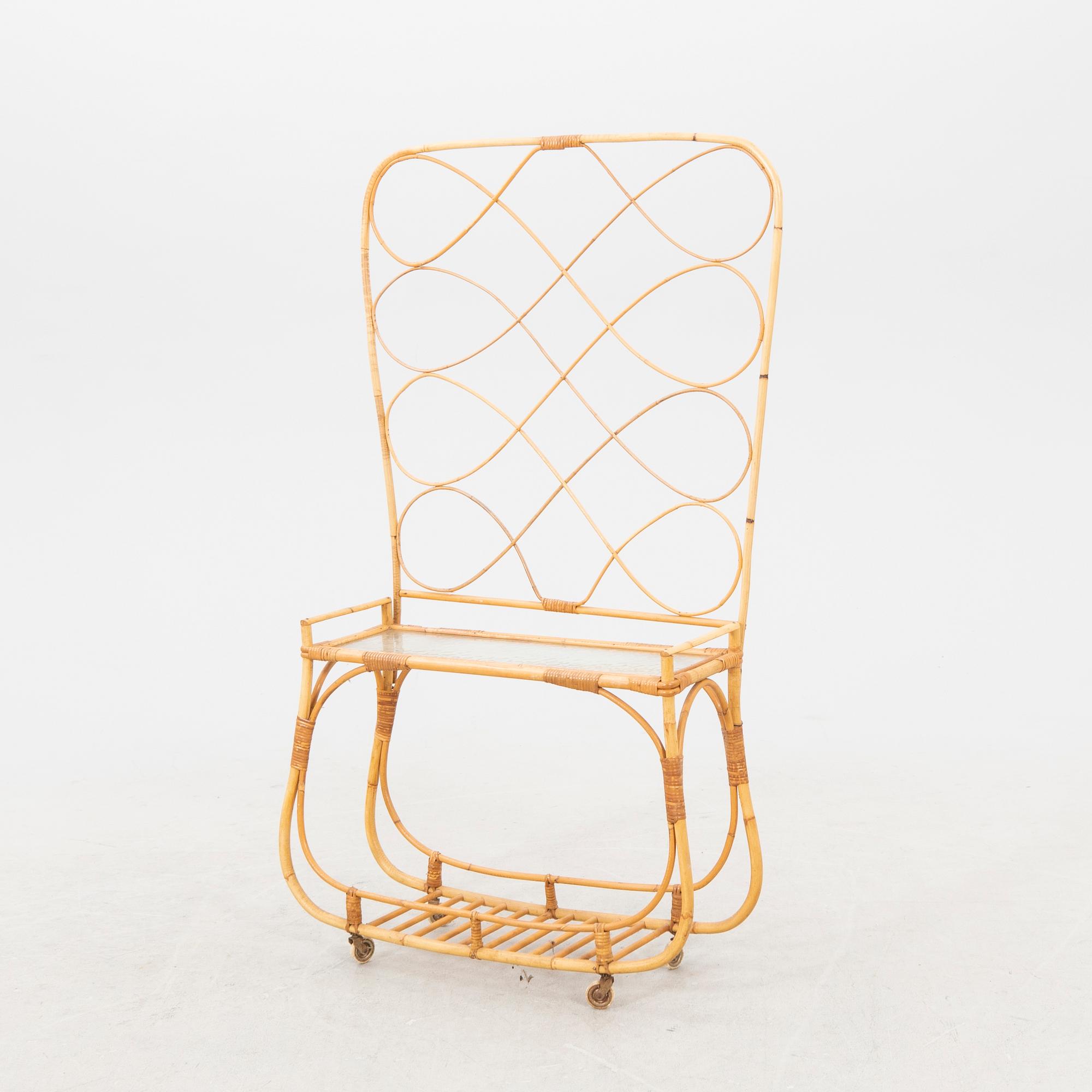A 1940/50s bamboo and rattan flower table.