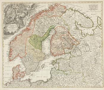 Johann Baptist Homann, "Scandinavia complectens Sueciae Daniae & Norvegiae Regna".