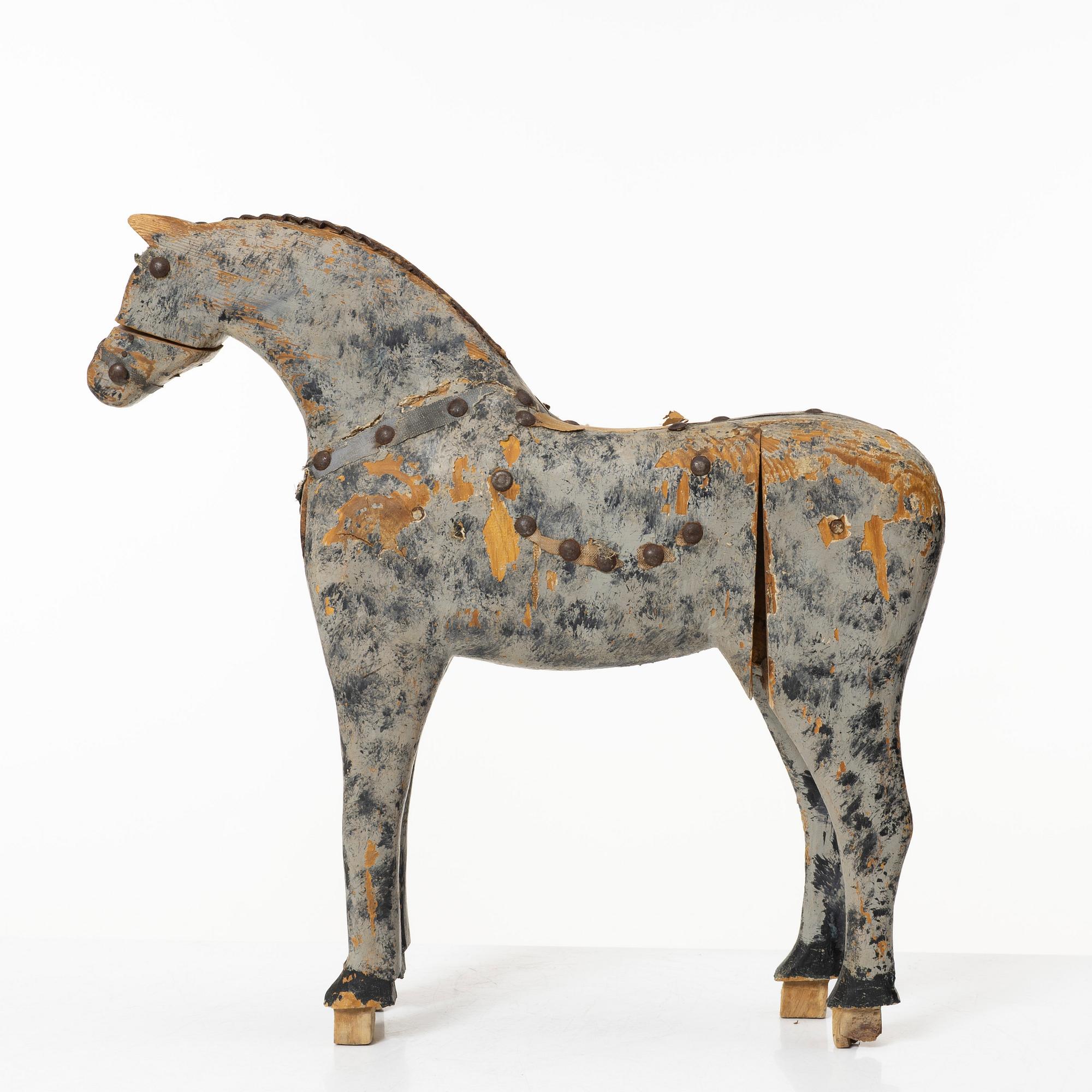 Sculpture, wood, horse, late 19th century.
