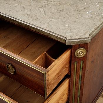 A late Gustavian mahogany chest of drawers.