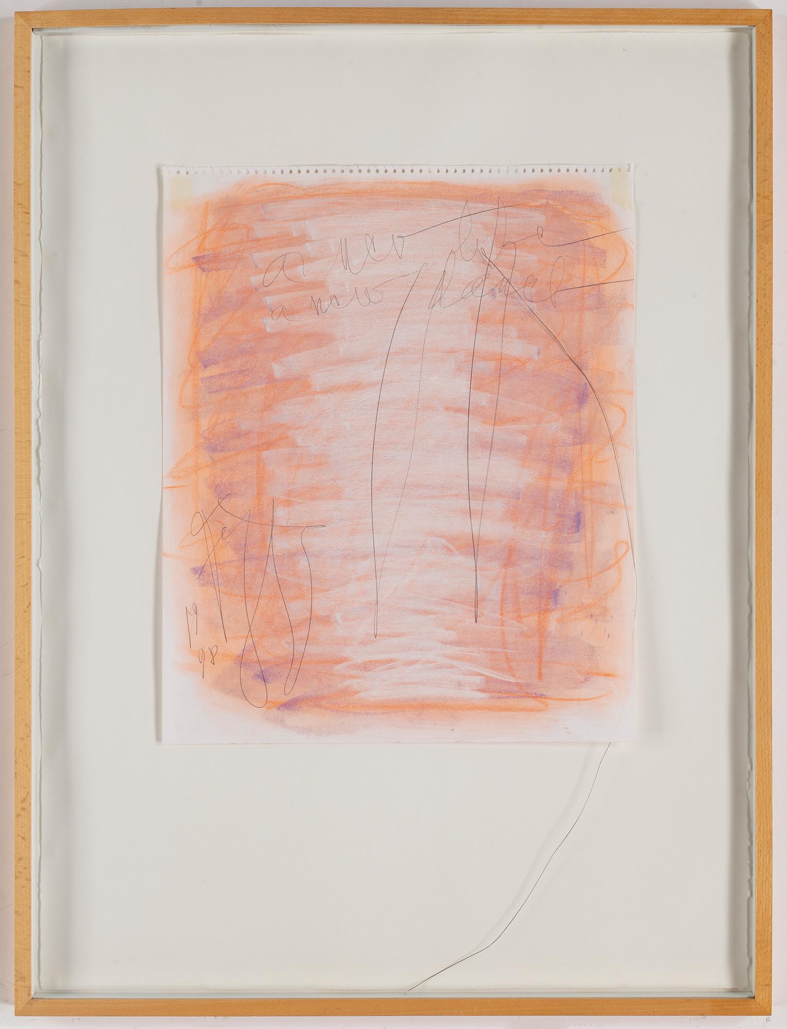 EDDIE FIGGE, pastel and assemblage, signed and dated 1998.