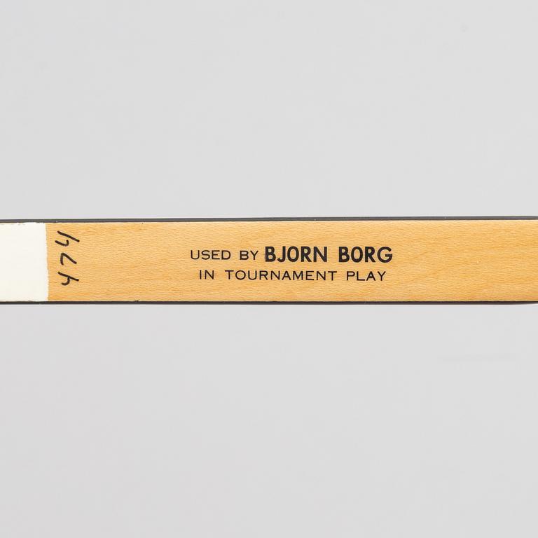 Tennis racket, wood, Bancroft, "Borg Personal". Specially made for Björn Borg. Signed by Björn Borg.