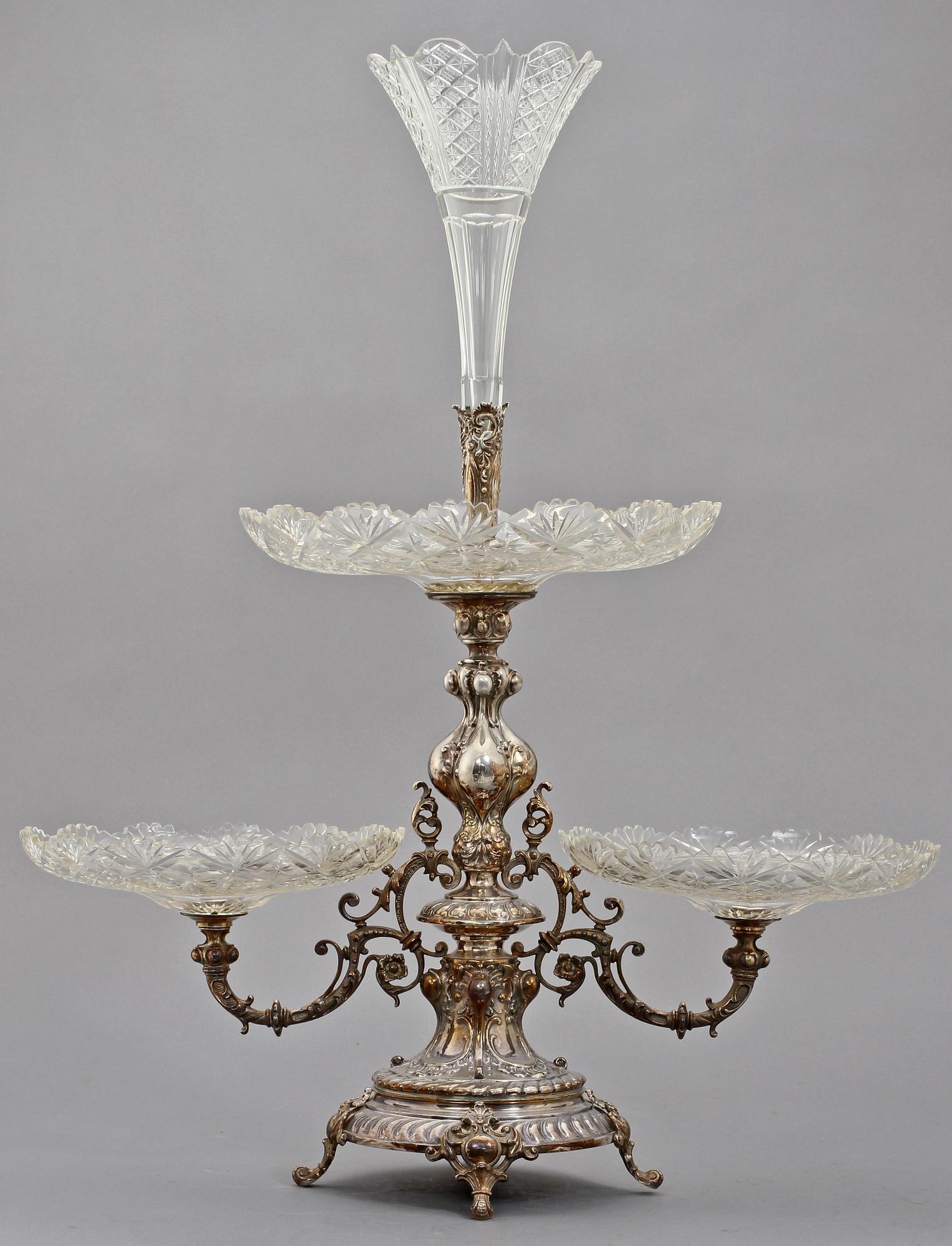 UPPSATSSKÅL, nysilver och glas, 1800-talets senare del.