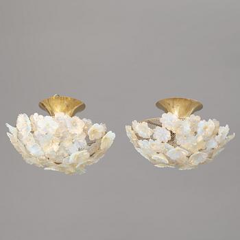 A pair of ceiling lamps, second half of the 20th Century.