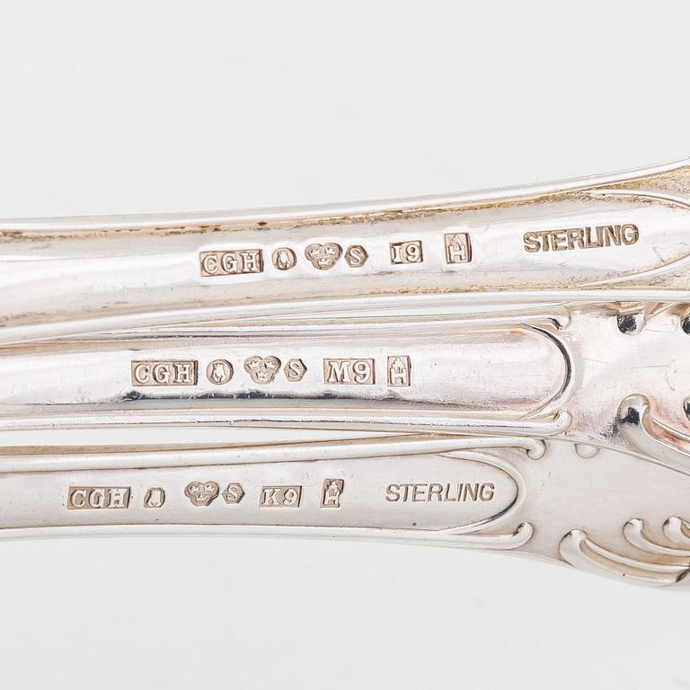 Bestickuppsättning, 231 delar, silver, "Prins Albert", CG Hallberg och GAB, 1960-65. Delvis sterling silver.