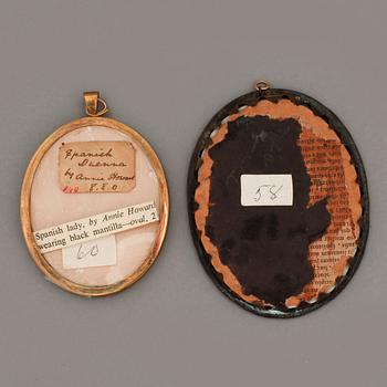 MINIATYRER, 2 st. bland annat Annie Howard, 18/1900-tal.