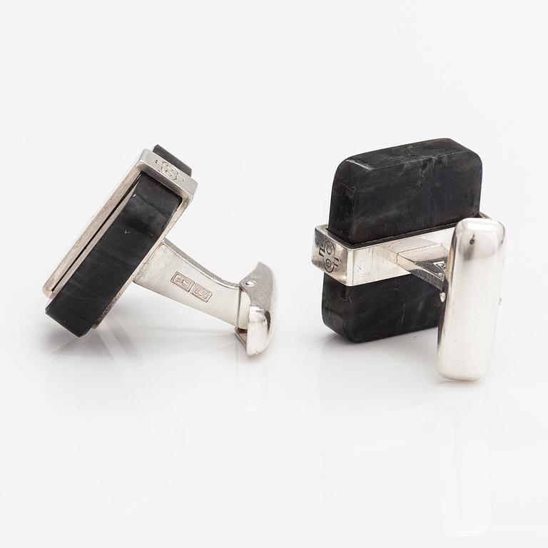 Pekka Piekäinen, A pair of sterling silver cufflinks with spectrolites. Auran Kultaseppä, Turku.