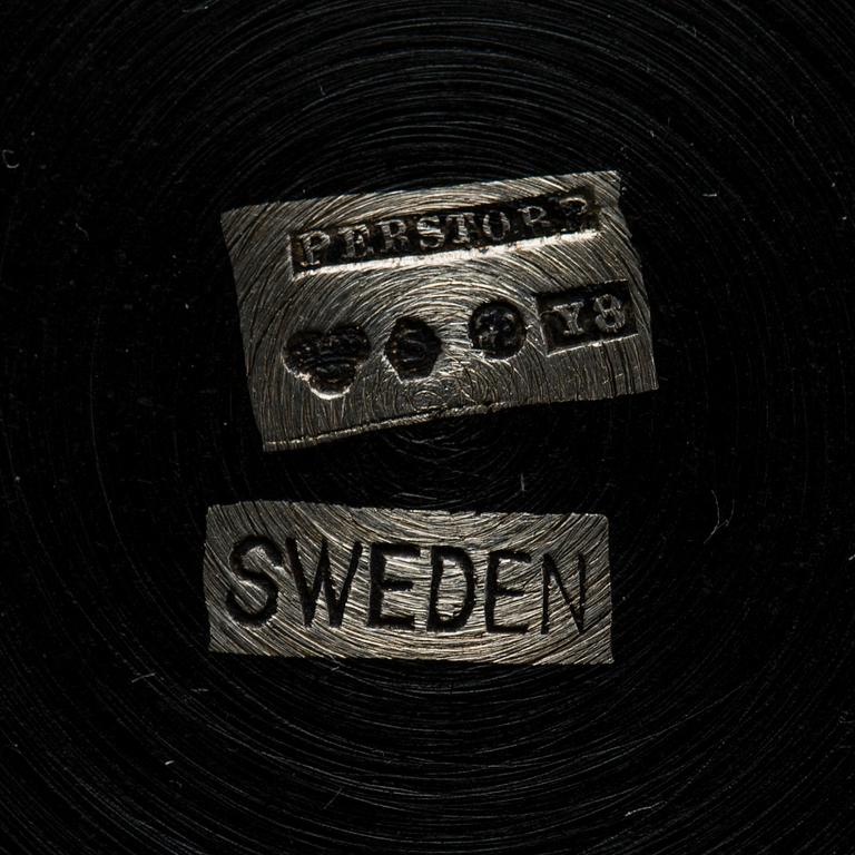 TALLRIKAR OCH COASTERS, 14 delar, isolit och silver, Perstorp.
