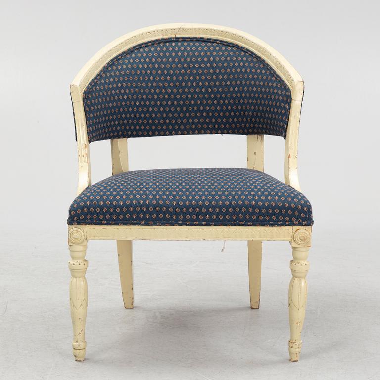 A, late Gustavian armchair, provincial work, early 19th century.