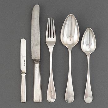 A Finnish silver cutery travel set, 19th century.