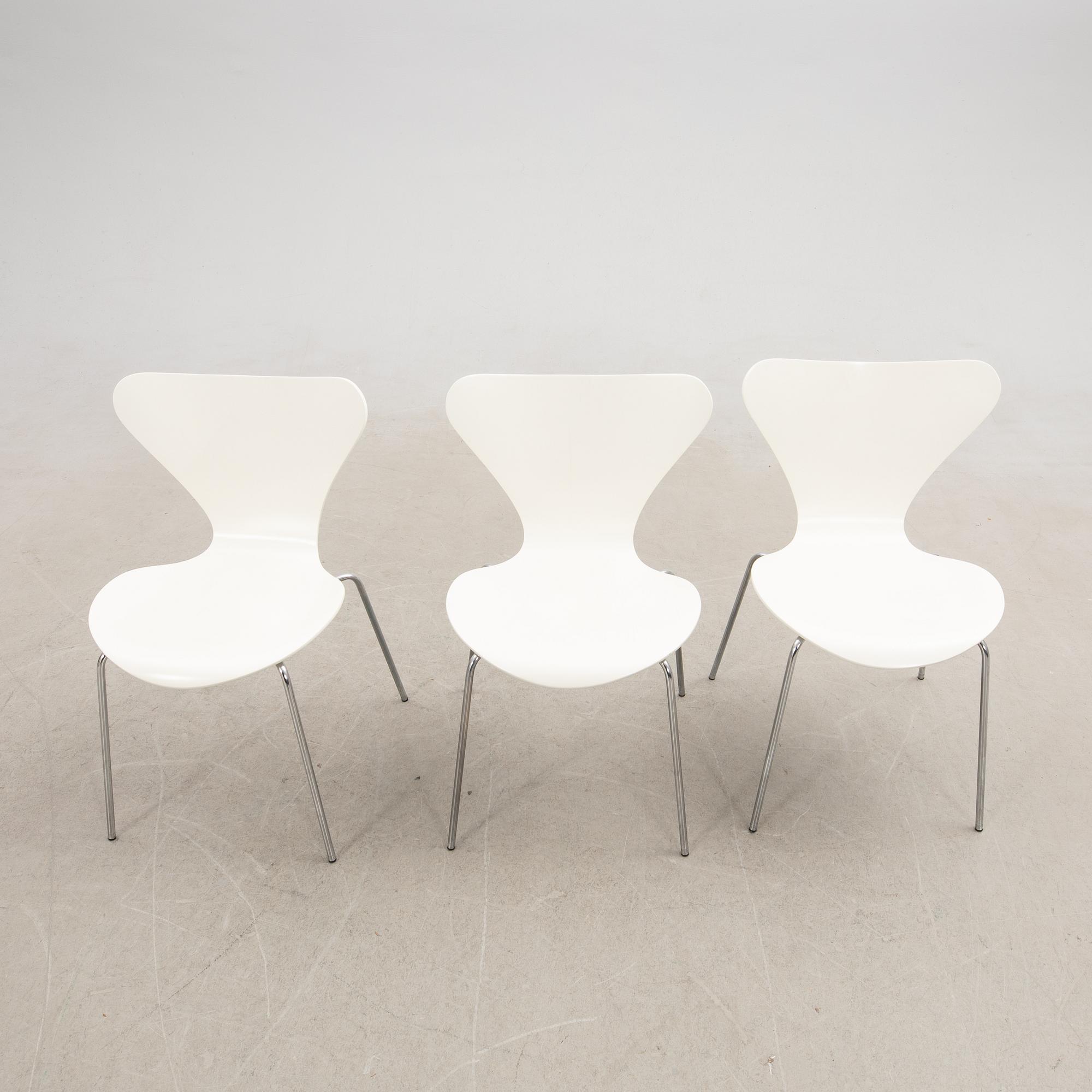 Arne Jacobsen, Chairs 6 pcs, "The Seven" for Fritz Hansen Denmark 1979.